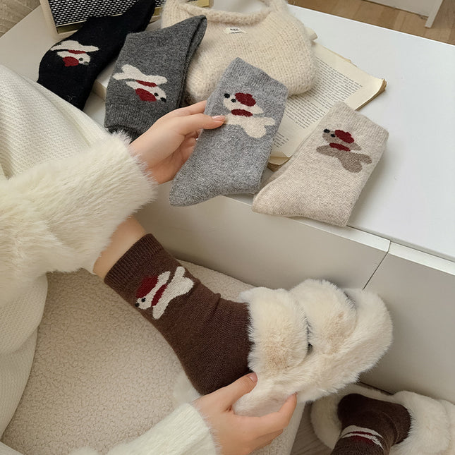 Women's Socks Winter Thickening Wool Socks Cartoon Scarf