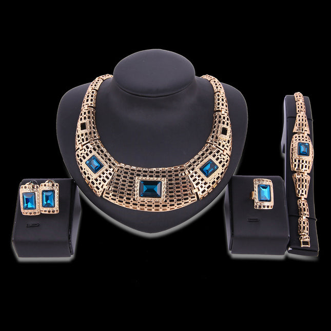 New Electroplating Alloy Gemstone Jewelry Set