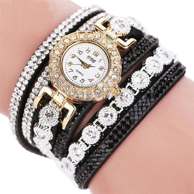 PU Leather Rhinestone Bracelet Watches