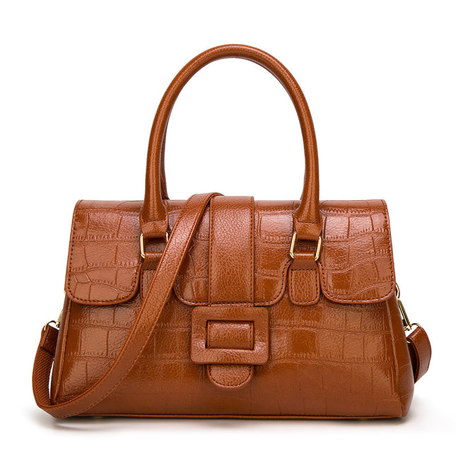 Noble PU Leather Women's Shoulder Crossbody Handbag with Crocodile Pattern