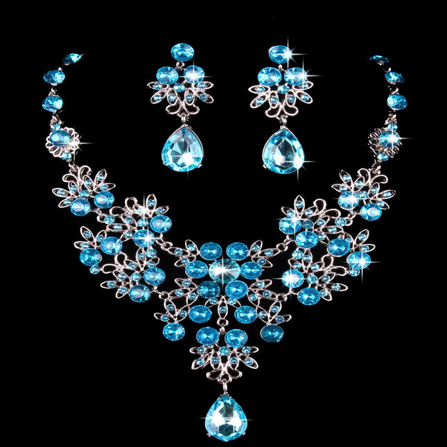 Butterfly Big Water Drop Necklace Earring Jewelry Set