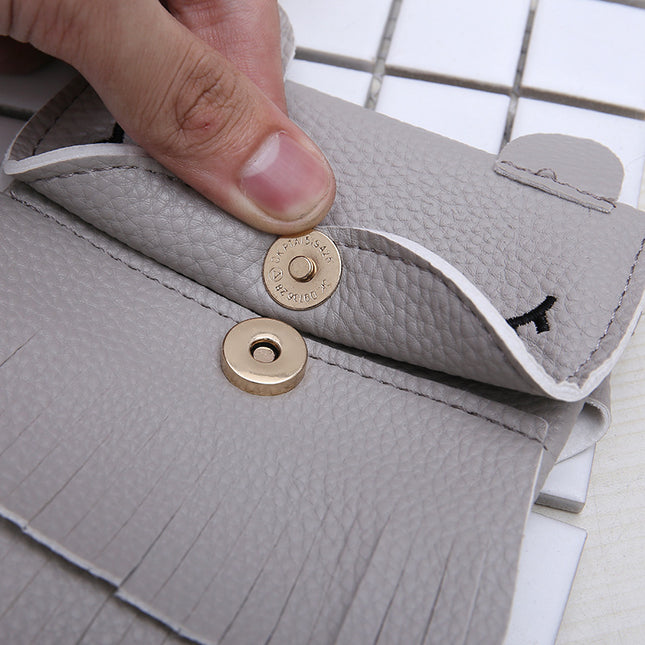 Creative Small Fox Tassel Bag for Kids – PU Leather All-Match