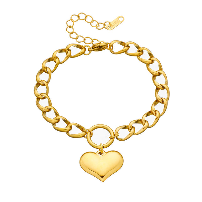 Stainless Steel Fashion Personality Simple Punk Retro Hip-hop High Temperament Round Chain Titanium Steel Metal Bracelet