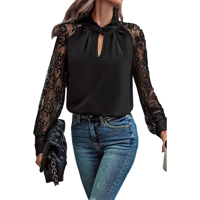 Lace Stitching Long-sleeved Top