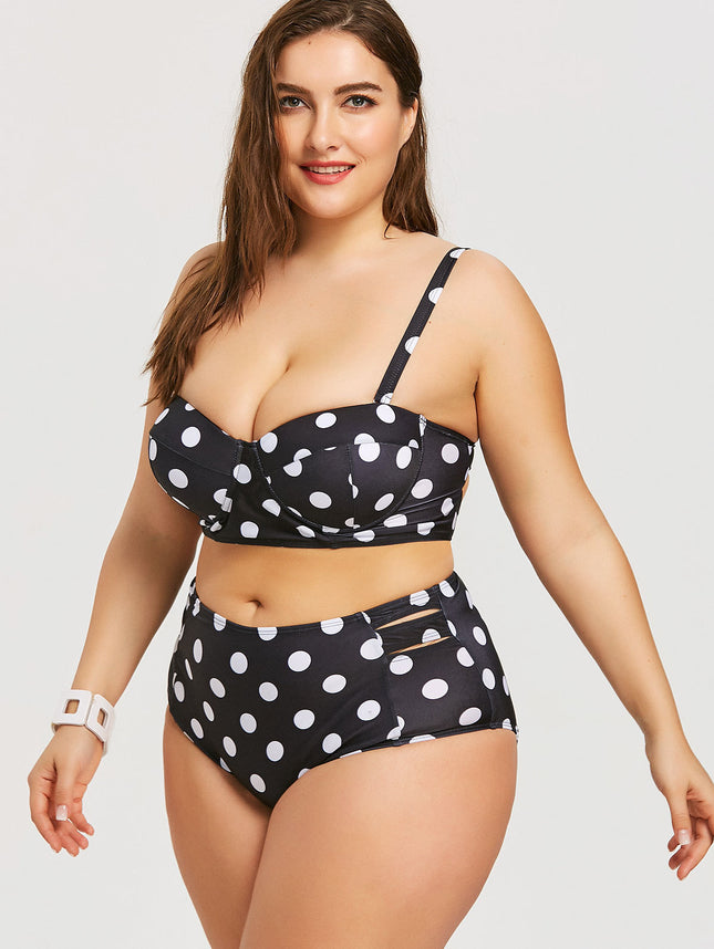 Retro Polka Dot High-rise Bikini Swimsuit
