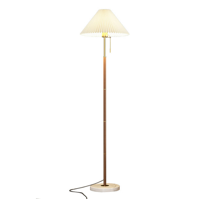 Retro Wood Grain Pleated Floor Lamp