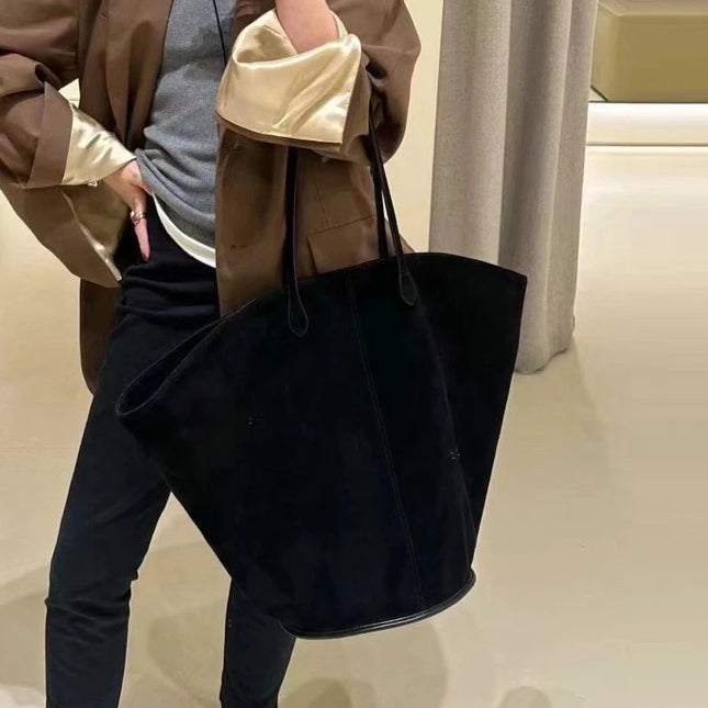Versatile Handheld Shoulder Bag Large Capacity Suede