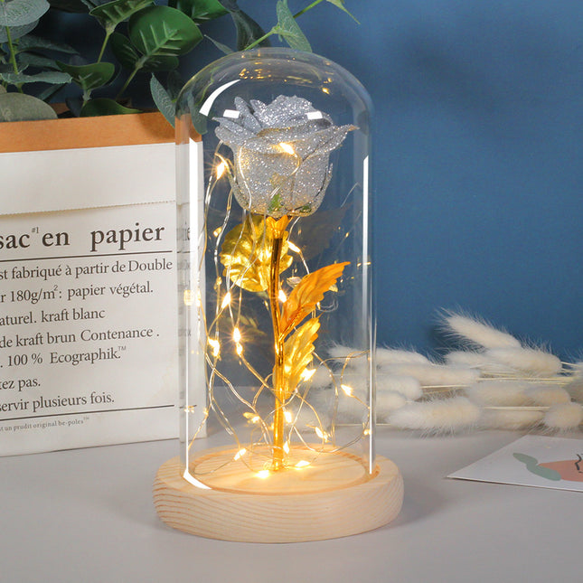 Valentine’s Day Eternal Rose LED Light in Glass Dome