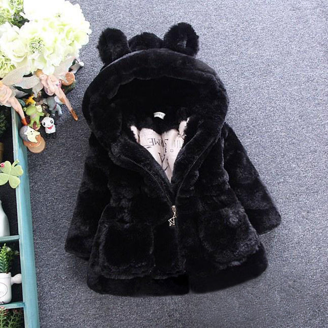 A Girl's Fur Coat for Autumn and Winter