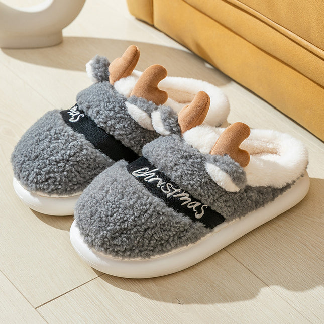 Christmas Elk Soft Winter Home Slippers