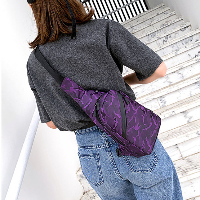 Camouflage Crossbody Chest Bag for Men with Headphone Hole