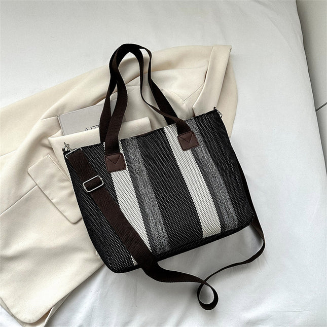 Fashion Stripe Totes Large Capacity Canvas Shoulder Bag