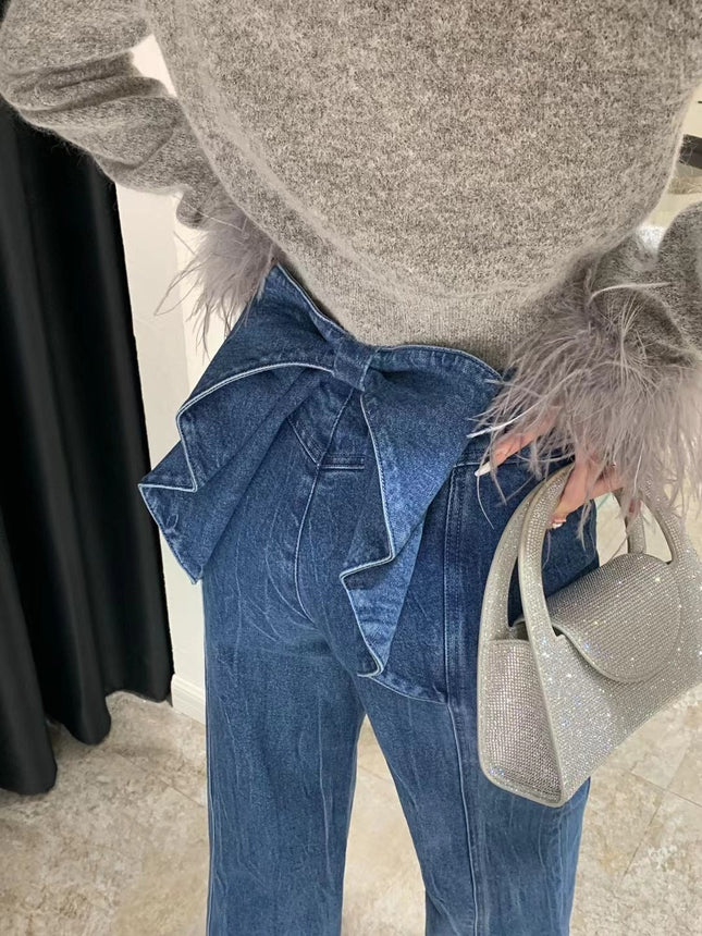 Women's Bow High Waist Jeans