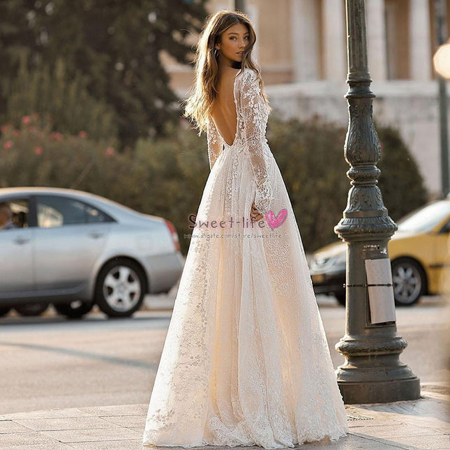 Women's Wedding Dress Lace Long Sleeve