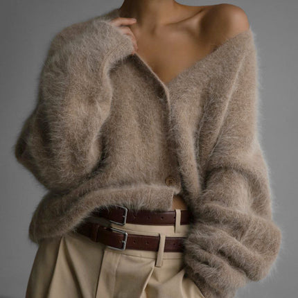 Loose V-neck Button Cardigan