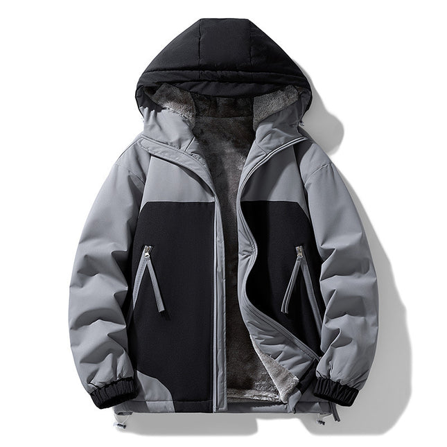 Men's Retro Patchwork Hooded Jacket