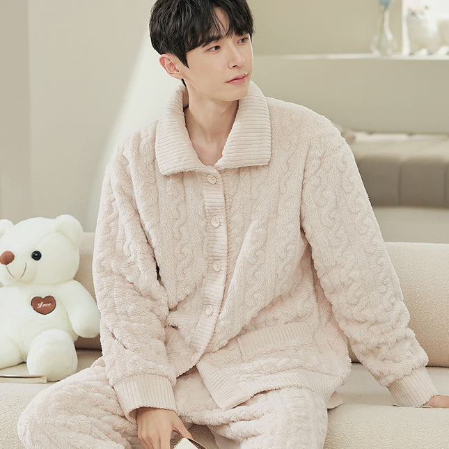 Men's Long Sleeve Cardigan Pajamas Outer Wear