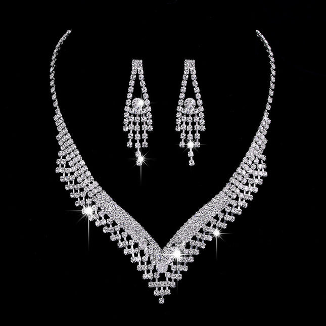 Ensemble de bijoux de mariage avec collier et boucles d'oreilles