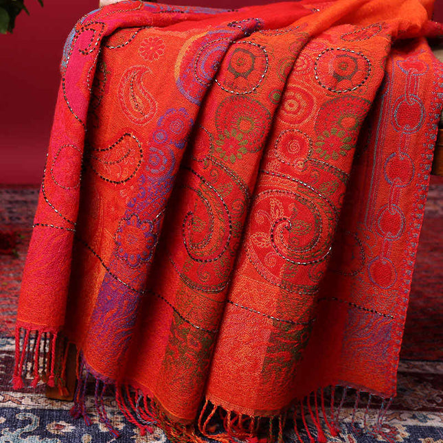 Ethnic Style Boiled Wool Warm Winter Scarf Shawl