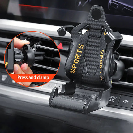 Racing Seat Car Phone Holder – 360° Rotatable Air Vent Clip