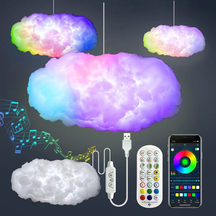 USB Cloud Light APP Contrôle Synchronisation de la Musique 3D RGBIC Lumière Ambiante Simulation de Foudre Nuages ​​​​Chambre Lumière de la Chambre