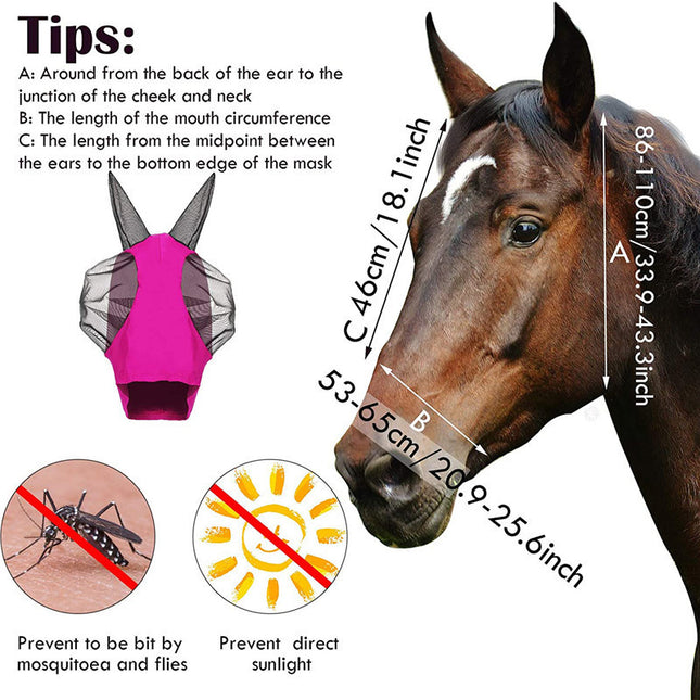 Lycra Horse Fly Mask with Ears