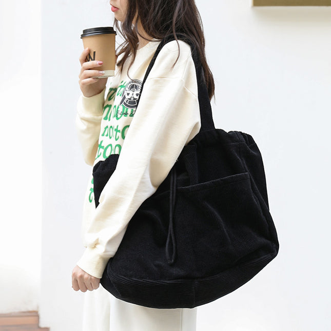 Trendy Corduroy Multi-Pocket Shoulder Bag for Women