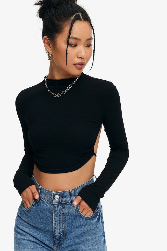 Crop Top Solid Tie Backless