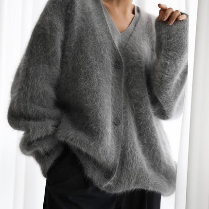 Loose V-neck Button Cardigan