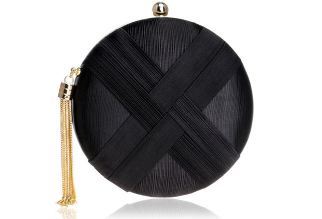Elegant Lady Evening Bags - Silk & Synthetic Leather with Stripes