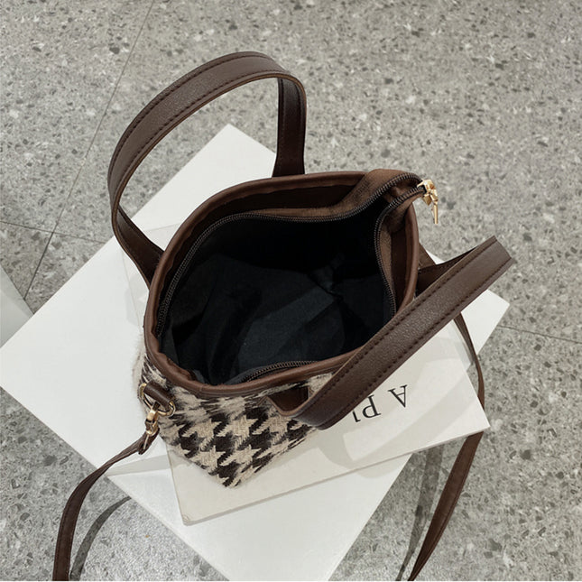Houndstooth Shoulder Bag Portable Checkerboard Tote