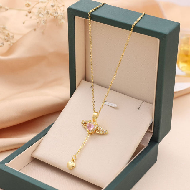 Heart Angel Wings Crystal Necklace
