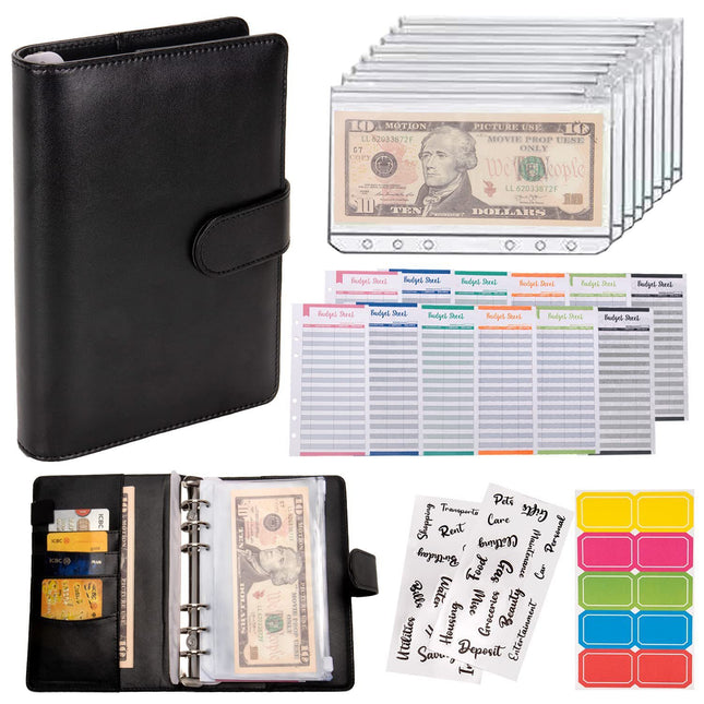 Macaron Loose-leaf Leather Notebook with Zipper Wallet & Bill Storage