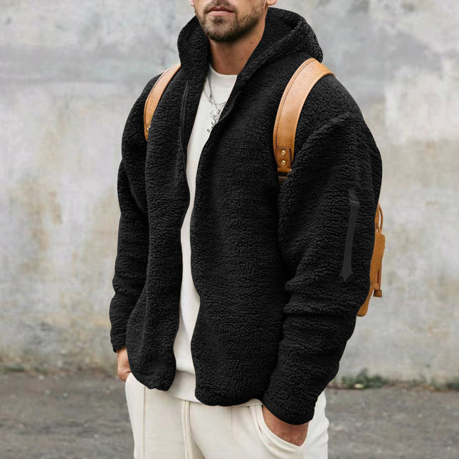 Plush Hooded Jacket for Men