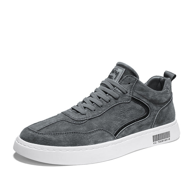 Low-Cut Cotton Sports Shoes, Casual Leather Men's Footwear