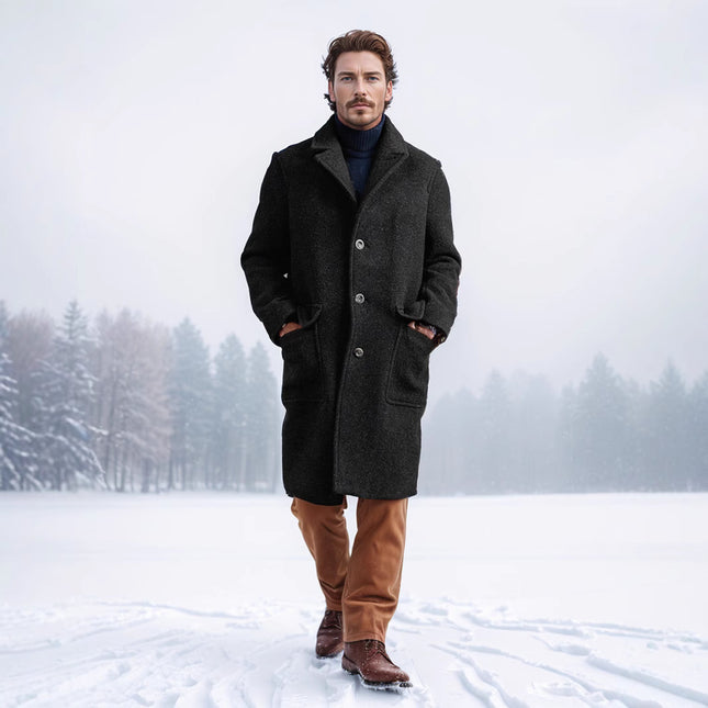 Men's British Solid Color Wool Coat