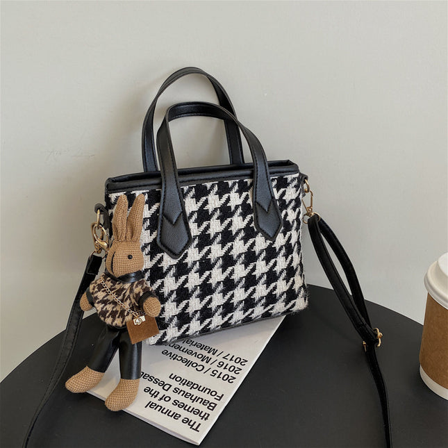 Houndstooth Shoulder Bag Portable Checkerboard Tote