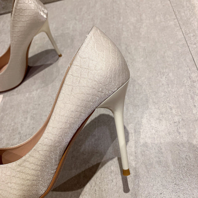 Women's 10cm Pointed Toe Stiletto High Heel Pumps, PU Leather