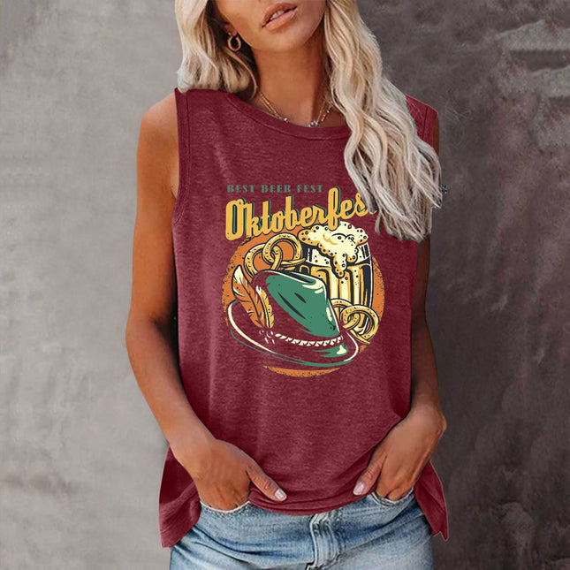 Loose Round Neck Sleeveless T-shirt