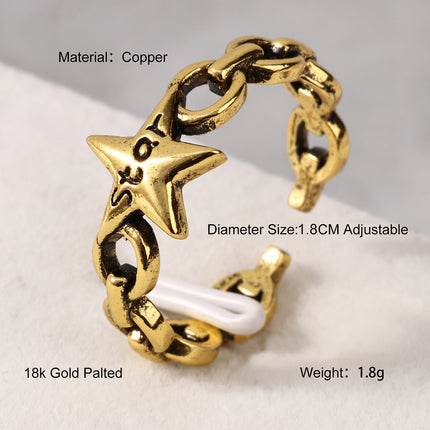 Vintage Vintage Pentagram Star STAR Letter Open Ring