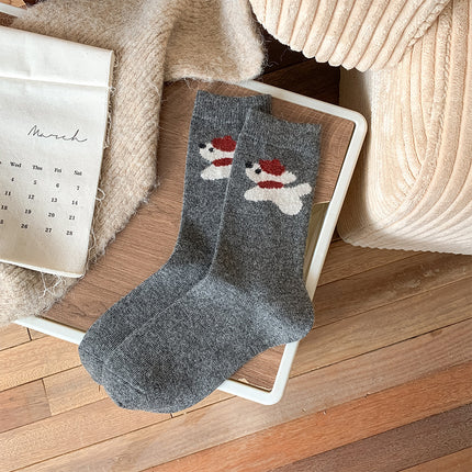 Women's Socks Winter Thickening Wool Socks Cartoon Scarf