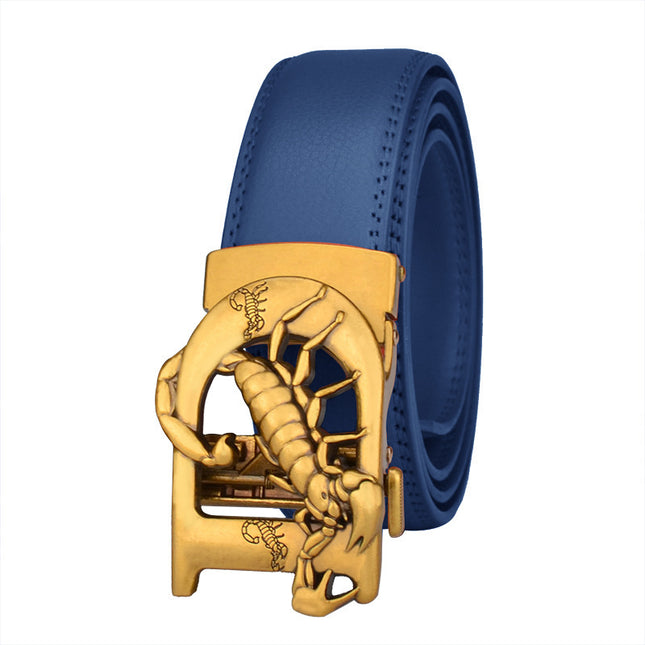 Ceinture automatique en cuir pour homme avec boucle vintage en bronze