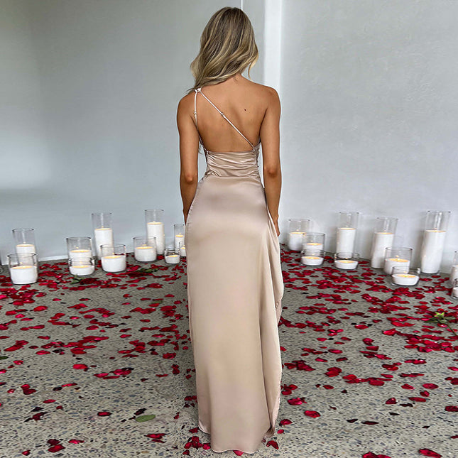 Sexy One-Shoulder Backless Slit Dress