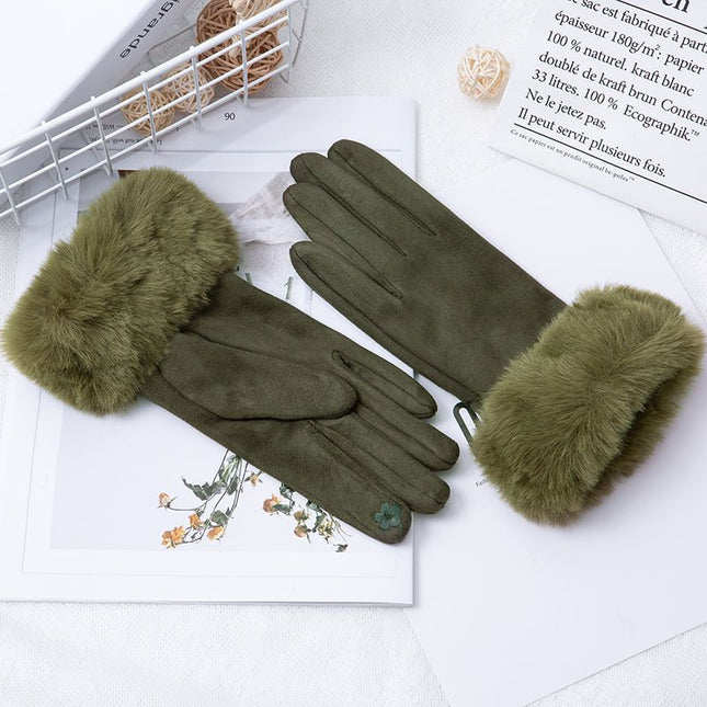 Thermal Touch Screen Fleece-lined Thick Suede Gloves