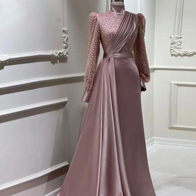 Long Sleeve Detachable Evening Dress