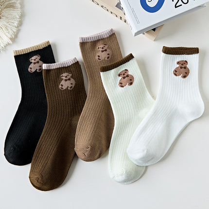 Jolies chaussettes à rayures marron pour couple, automne et hiver