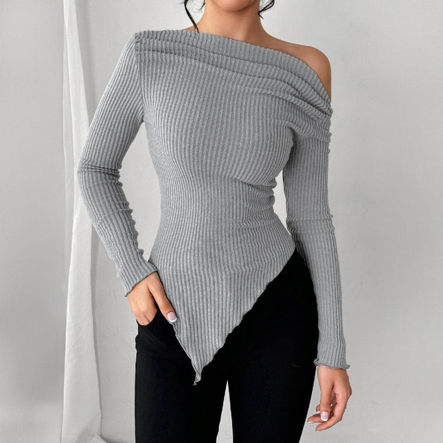 Elegant Solid Color Knit Casual Top