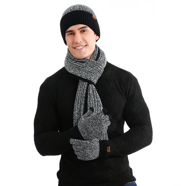 Ensemble bonnet, écharpe et gants tricotés chauds