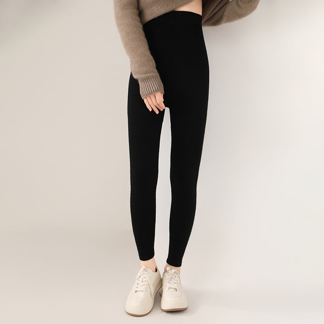 Leggings sans couture tricotés en laine pour vêtements d'extérieur