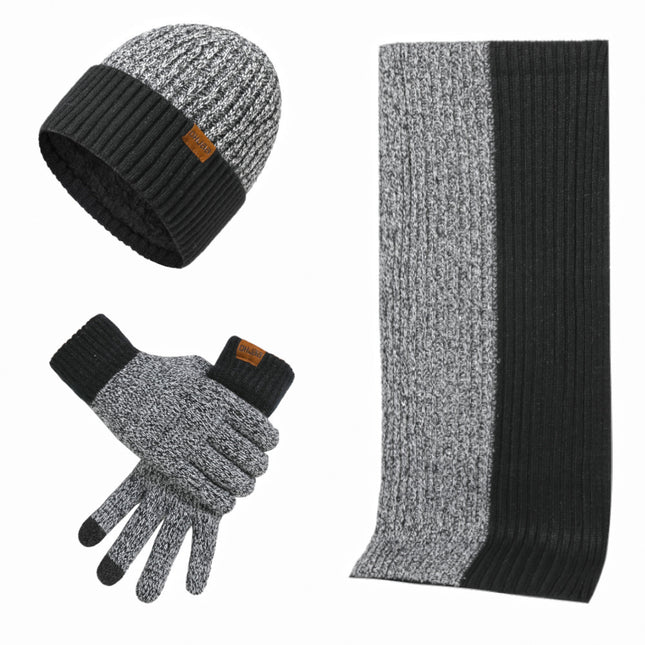 Ensemble bonnet, écharpe et gants tricotés chauds